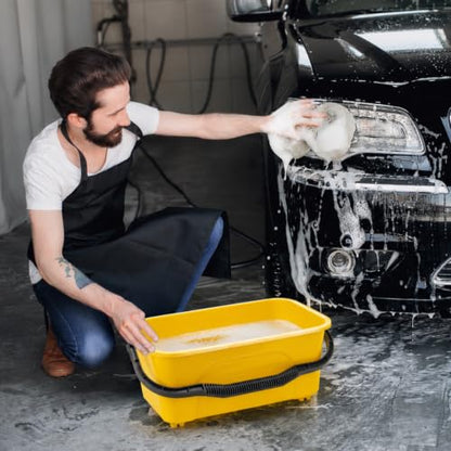 Bucket for Cleaning, 3 Gallon Rectangle Water Bucket for Car and Window Washing, Yellow - color: Yellow