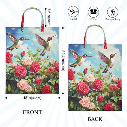 Travel Laundry Bags 2 PC Wet Dry Bag with Handle Dirty Clothes Organizer for Swimsuits Beach Camping Waterproof Washable Cartoon July 4th Red Roses and Hummingbirds - color: Cartoon July 4th Red Roses and Hummingbirds