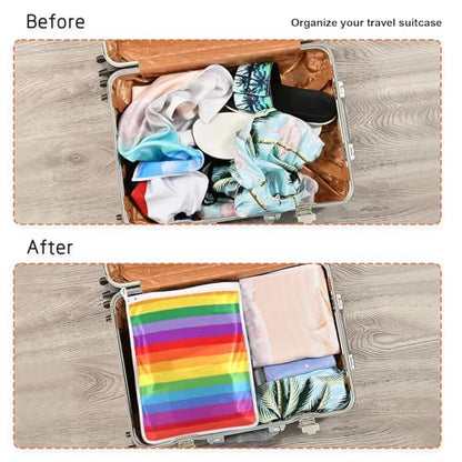 Mesh Laundry Bags Lingerie Bags for Washing Delicates 2 PCS Durable Wash Bag with Zipper Small and Medium Washable Vibrant Colorful Stripes - color: Vibrant Colorful Stripes