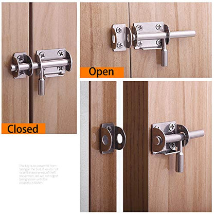 Mini Sliding Bolt Gate Latch, 2.6 Inch Heavy Duty Stainless Steel Barrel Bolt OLT with Padlock Hole, Interior Door Latches (4 Pack) - size: 4 Pieces