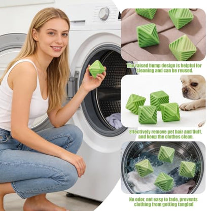 4 Pack Reusable Laundry Anti Static Balls，Cube Agitator Balls - color: Green