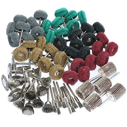 69Pcs Abrasive Wheel Buffing Polishing Wheel Wire Brushes Set for Rotary Tool Accessories,Shank 3mm Mini Brush Polishing Kit,for Power-Operated Grinders