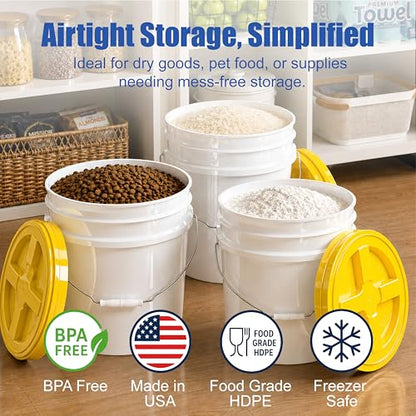 ePackageSupply 3.5 Gallon Bucket, Food-Grade w/Lid, BPA-Free, Yellow,3 Pack - color: Yellow, size: 3 Packs