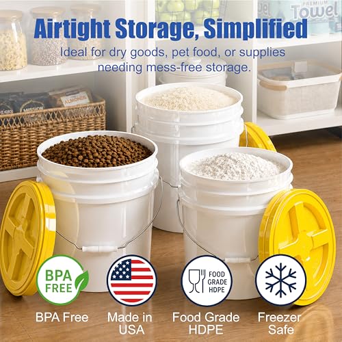 ePackageSupply 3.5 Gallon Bucket, Food-Grade w/Lid, BPA-Free, Yellow,3 Pack - color: Yellow, size: 3 Packs