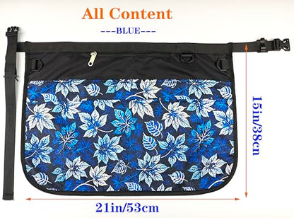 Bafelia Waterproof Server Apron for Women with 7 Pockets - color: Blue Leaves