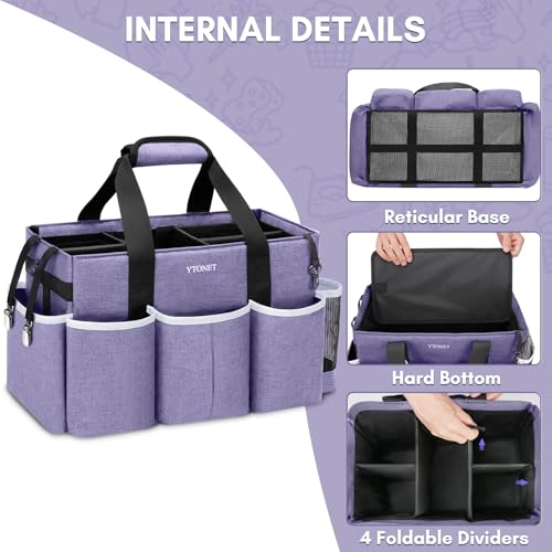 Ytonet Cleaning Caddy, Wearable Cleaning Supplies Organizer with 4 Dividers - color: Purple, size: Large
