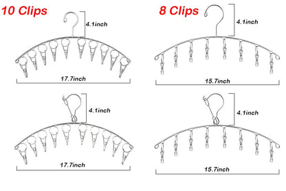 Strong Stainless Steel Laundry Drying Rack Clothes Hanger with 10 Clothespins Indoor Space Saver Hanging Clothing Organizer Mitten Sock Hangers - color: 10 Clips Metal