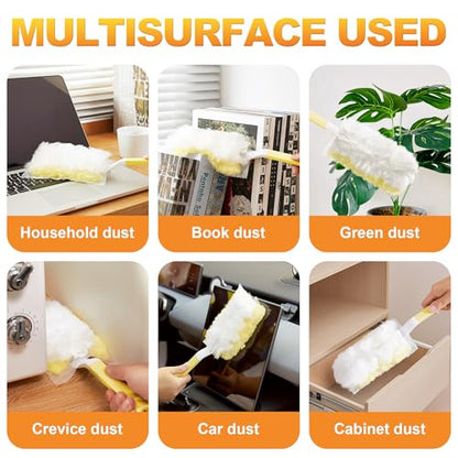 JOYMOOP Disposable Electrostatic Duster for Cleaning, with 2 Handles & 24 Ct Yellow Heavy Duty Refills for Swiffer Feather Duster, Household Cleaning Tool for Electronics, Dusting Furniture, Blinds - color: Yellow Handle With Yellow Refills