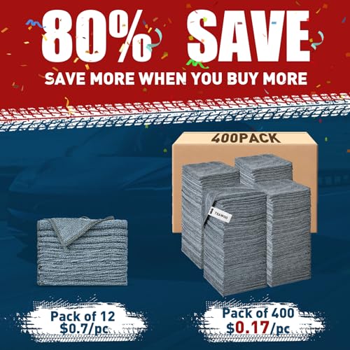 Microfiber Cleaning Cloths Bulk-400 Pack, Gray Microfiber Towels for Cars - color: Grey, size: 400P