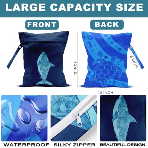 ZHAMEN 2Pcs Wet Bag Wet Dry Bag Reusable with Zipper 12x10 Inch - color: Multicolor 1468