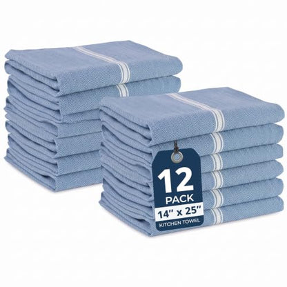 LANE LINEN Absorbent Kitchen Towels 100% Cotton Lint-Free 12 Pack - color: 07: Indigo, size: 12 Pack