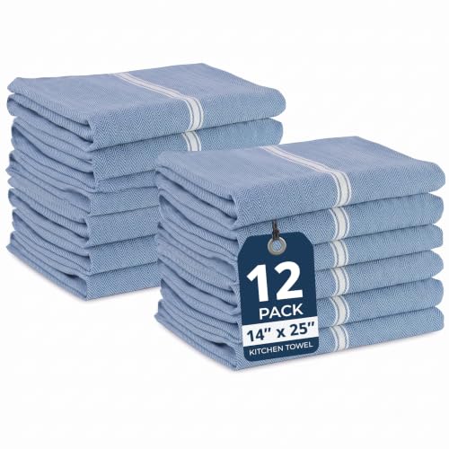 LANE LINEN Absorbent Kitchen Towels 100% Cotton Lint-Free 12 Pack - color: 07: Indigo, size: 12 Pack