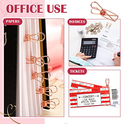 Sabary 100 Pcs Paper Clip Metal Wire Clothespin,Small,Rose Gold - color: Rose Gold, size: Single Size (Small)