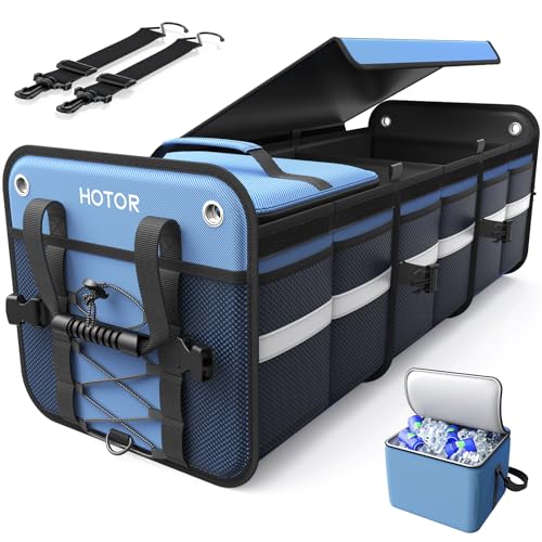 HOTOR Trunk Organizer - Car Organizer and Storage with Cooler Bag for SUV - color: Blue, size: 33.1" x 13.0" x 11.8"