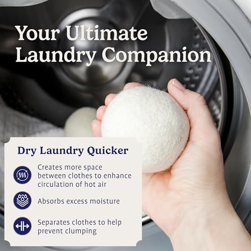 Handy Laundry Wool Dryer Balls 4-Pack, Reusable Natural Fabric Softener