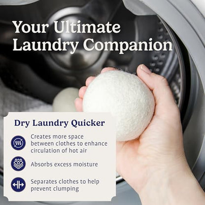Handy Laundry Wool Dryer Balls 4-Pack, Reusable Natural Fabric Softener