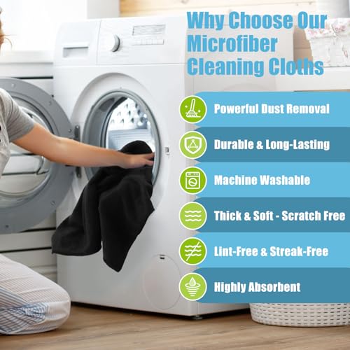 Nuenen Car Microfiber Clean Cloths, Black, 16 x 16 Inch, 60 Pcs - color: Black, size: 16 x 16 inches