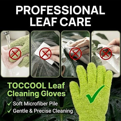 Microfiber Cleaning Gloves, Sturdy Knitted Dusting Gloves for Housekeeping, Soft Plant Leaf Cleaning Gloves for Indoor Plants & Home, Ideal for All Occasions (1Pair, Grass Green)