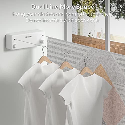Mbillion White Retractable Double Laundry Clothesline