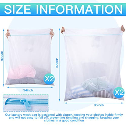 Windyun 4 Pcs Jumbo Mesh Laundry Bags, Large Zippered Dryer Wash Bags