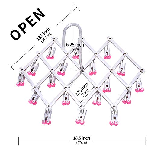 Drying Hanger,Hanging Drying Rack,Drip Hanger Stainless Steel with 18 Pegs for Laundry Underwear Socks Bra Panty,Quickly Remove Clothes from Hanger,Windproof,Folding Portable,Green - color: Geeen