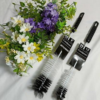 Bottle Brushes Thin Long Handle X 2, Soft Nylon Slim Wire Set