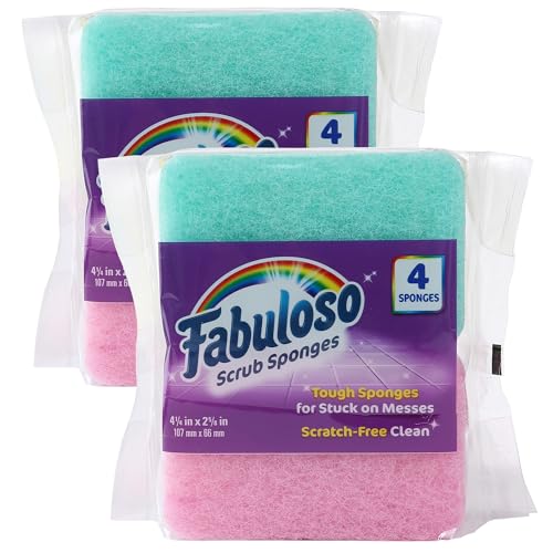 Fabuloso Scratch-Free Kitchen Dish Sponges, Rainbow Colors, 4 Count, 2-Pack - color: Rainbow, size: 4 Count (Pack of 2)
