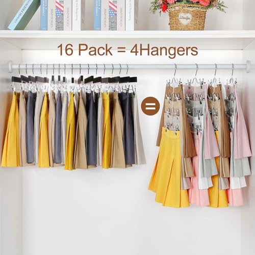 TOPIA HANGER 4 Tier Metal Skirt Hangers with Clips 80% Space Saving 4 Pack - color: Black, size: 4 Pack