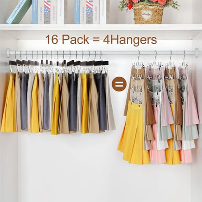 TOPIA HANGER 4 Tier Metal Skirt Hangers with Clips 80% Space Saving 4 Pack - color: Black, size: 4 Pack