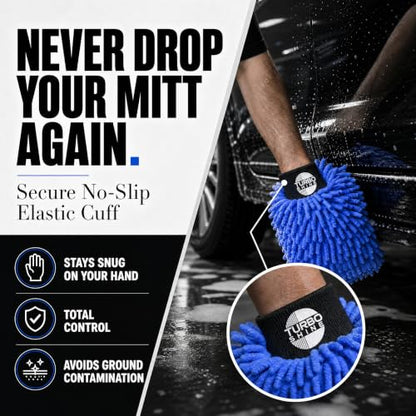 Microfiber Car Wash Mitt, Chenille Noodle Glove for Cars, Trucks, RVs, and Boats, Scratch-Free, Machine Washable, Reusable (1, Blue) - color: Blue