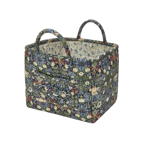 Boho Fabric Storage Basket, Large Capacity Laundry Basket, 12.2'' x 10.23'' x 10.23'' Collapsible Laundry Hamper with Easy Carry Handles (Blue, L) - color: Blue