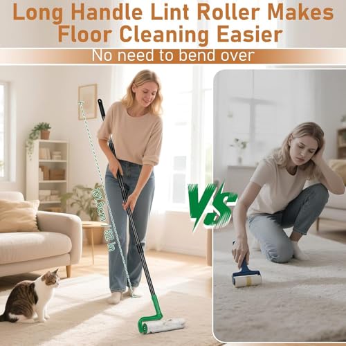 VOUBIEN 10" Large Lint Roller for Pet Hair,Giant Roller for Floor,Carpets - color: Green