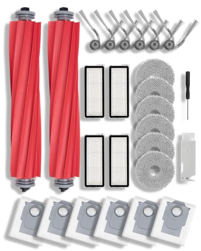 26 Pcs Vacuum Accessories Kit Compatible with Roborock QV 35A / QV 35S, Qrevo S/Pro Robot Vacuum, 2 Main Brush,6 Mop Pads,6 Dust Bags, 4 HEPA Filter, 6 Side Brush,1 Cleaning Brush,1 Screwdriver - size: QV 35A Kit 26pcs