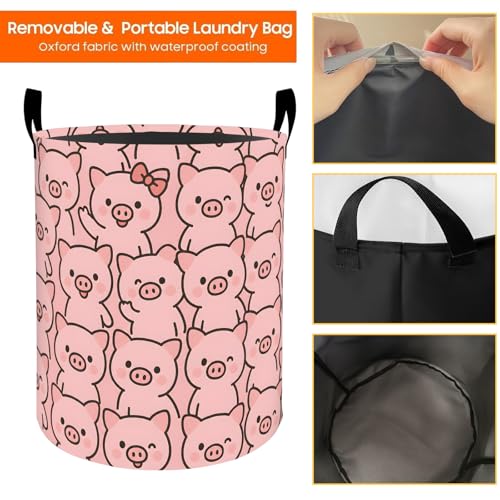 Cute Pig Oxford Cloth Laundry Basket with Handles 19.7"X15.7" - color: Pig
