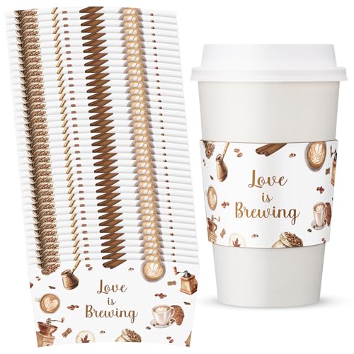 Jingmore 50 Pcs Love Is Brewing Coffee Disposable Sleeves - style: Love is Brewing