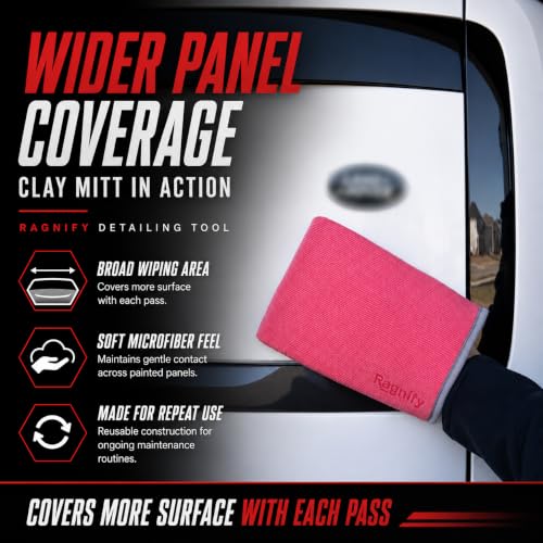 Ragnify Pack of 2 Clay Mitt Auto Detailing Medium Grade Clay Bar Alternative Mitt for Flawless Removal of Surface Bonded Micro Contaminant (Red) - color: Red