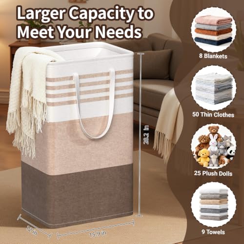 WOWBOX 2 Pack Laundry Baskets, Collapsible Dirty Clothes Laundry Hampers - color: Khaki, size: 88L