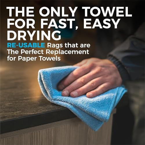 The Rag Company - All-Purpose Microfiber Terry Cleaning Towels - Commercial Grade, Highly Absorbent, Lint-Free, Streak-Free, Kitchens, Bathrooms, Offices, 300gsm, 12in x 12in, Royal Blue (12-Pack) - color: Royal Blue, size: 12in x 12in