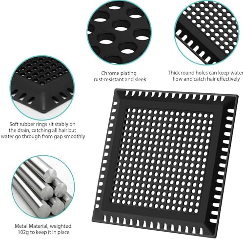 Aojuxix Shower Drain Hair Catcher/Drain Protector/Shower Drain Cover - color: Matte Black, size: 4 inch