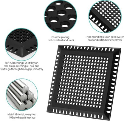 Aojuxix Shower Drain Hair Catcher/Drain Protector/Shower Drain Cover - color: Matte Black, size: 4 inch
