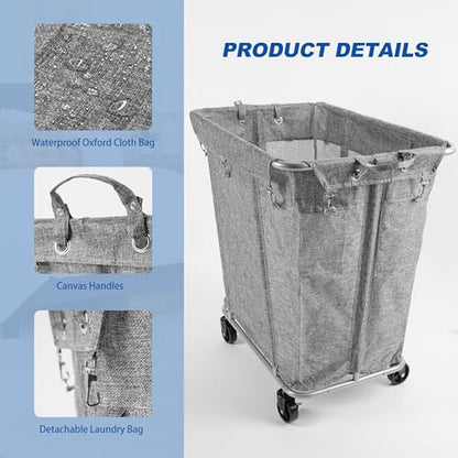 PLKOW 320L Rolling Laundry Cart with Wheels, Grey - color: Grey-320L