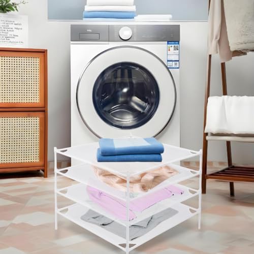 Sweater Drying Rack, 4-Layer Clothes Drying Rack Flat Mesh Drying Rack Clothing Stackable Laundry Drying Rack for Sweaters Socks Toys Indoor&Outdoor Use - size: 4-tier