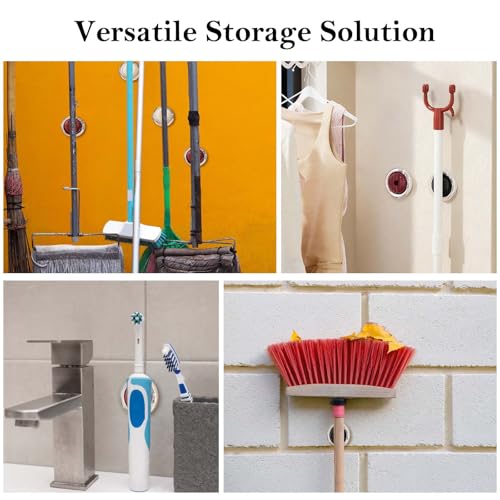 3-Piece Magnetic Clothes Rod Bracket and Mop Broom Holder - No-Drill, Wall-Mounted Organizer for Bathroom, Kitchen, Laundry Room, Balcony, and Garage - Space-saving Utility Rack