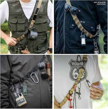 2-Pack Multifunctional Camping Utility Hanging Straps, Adjustable Tent Ropes, Outdoor Backpack Crossbody Shoulder Straps for Gear Storage, Trekking, Hammock Hanging Accessories