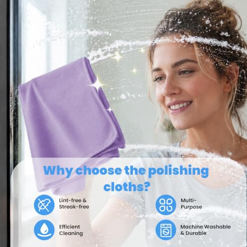 Puomue 12 Pack Microfiber Glass Cleaning Cloth, 10.8 Inch x 13.8 Inch, Lint Free Quickly Clean Windows, Mirrors, Glasses, Phone Screens, Camera Lenses, Purple - color: Purple