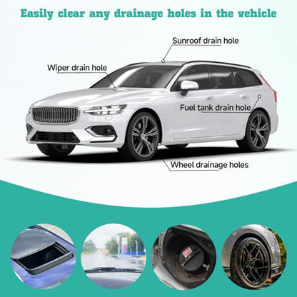 Homakover 5 Pcs Car Sunroof Drain Cleaning Tool Kit, 16.4ft Long Flexible Tube Cleaning Brush, Windshield Wiper Drain Hole Brush Pipe Cleaners for Windshield Wiper Trunk Door AC Line Pipe Unclogging