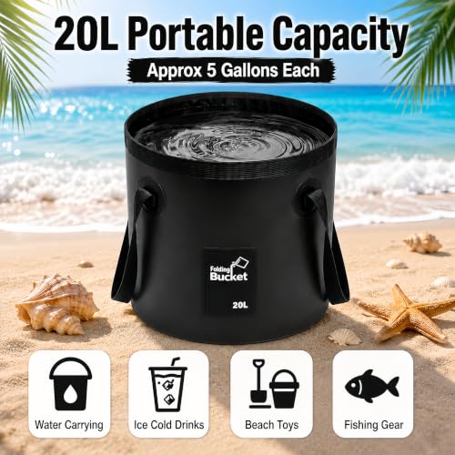 5 Gallon 3 Pack Collapsible Bucket,Black - color: Black, size: 5 Gallon