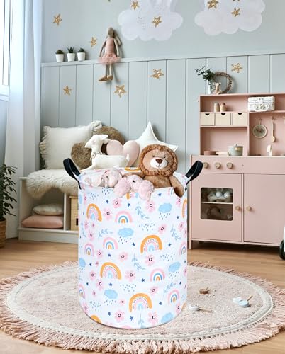 Round Laundry Hamper Storage Basket Bins Clothes Nursery Hamper for Home, Gift Storage Bins with Handles - color: 25112801