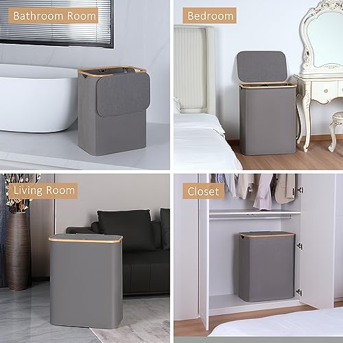 IEGrow Laundry Hamper with Lid,150L Laundry Basket with 2 Mesh Bags,Grey - color: Grey, size: 150L
