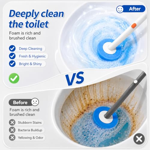 Disposable Toilet Brush System with Wall Mounted Holder, Toilet Wand Kit with 28 Refills, Deep Cleaning Toilet Bowl Cleaner Wand Set, Hygienic Touch-Free Bathroom Cleaning Tool